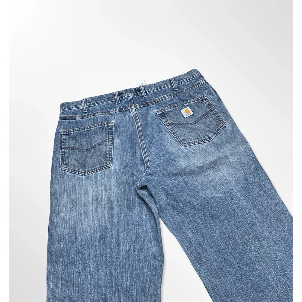 Vintage Carhartt Jeans Loose Baggy Fit Wide Leg Men's 40x32 Blue Denim Workwear